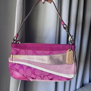 vtg Coach pink signature mini shoulder bag leather y2k purse retro Demi bag